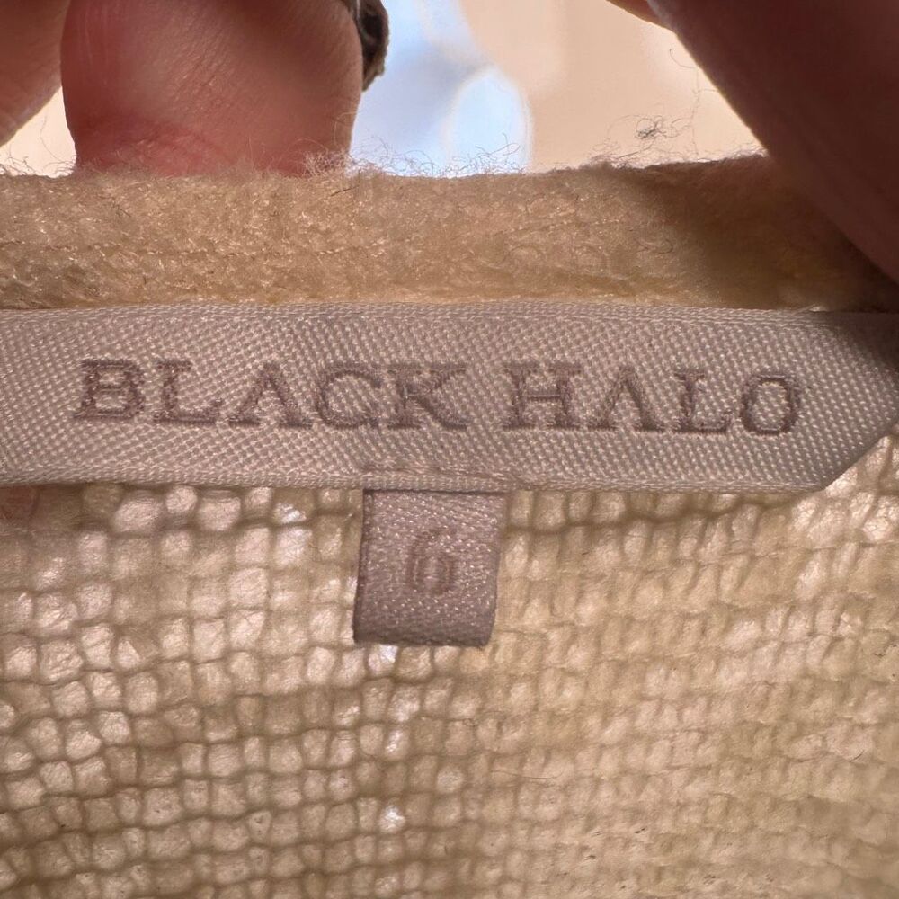 Black Halo Cream Lace Fit & Flare Mini Dress | Size 6 | Illusion Neckline - Picture 11 of 12
